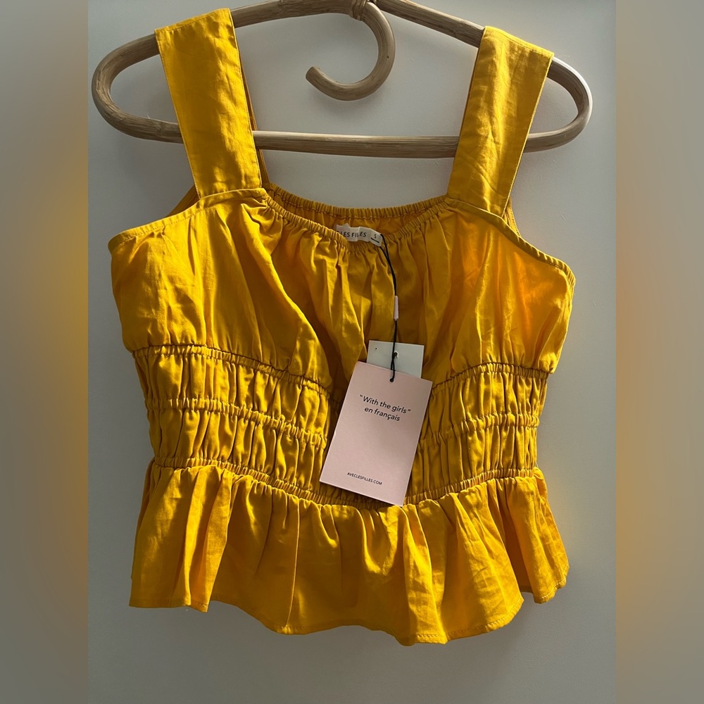 NWT AVEC LES FILLES yellow mermaid crop top